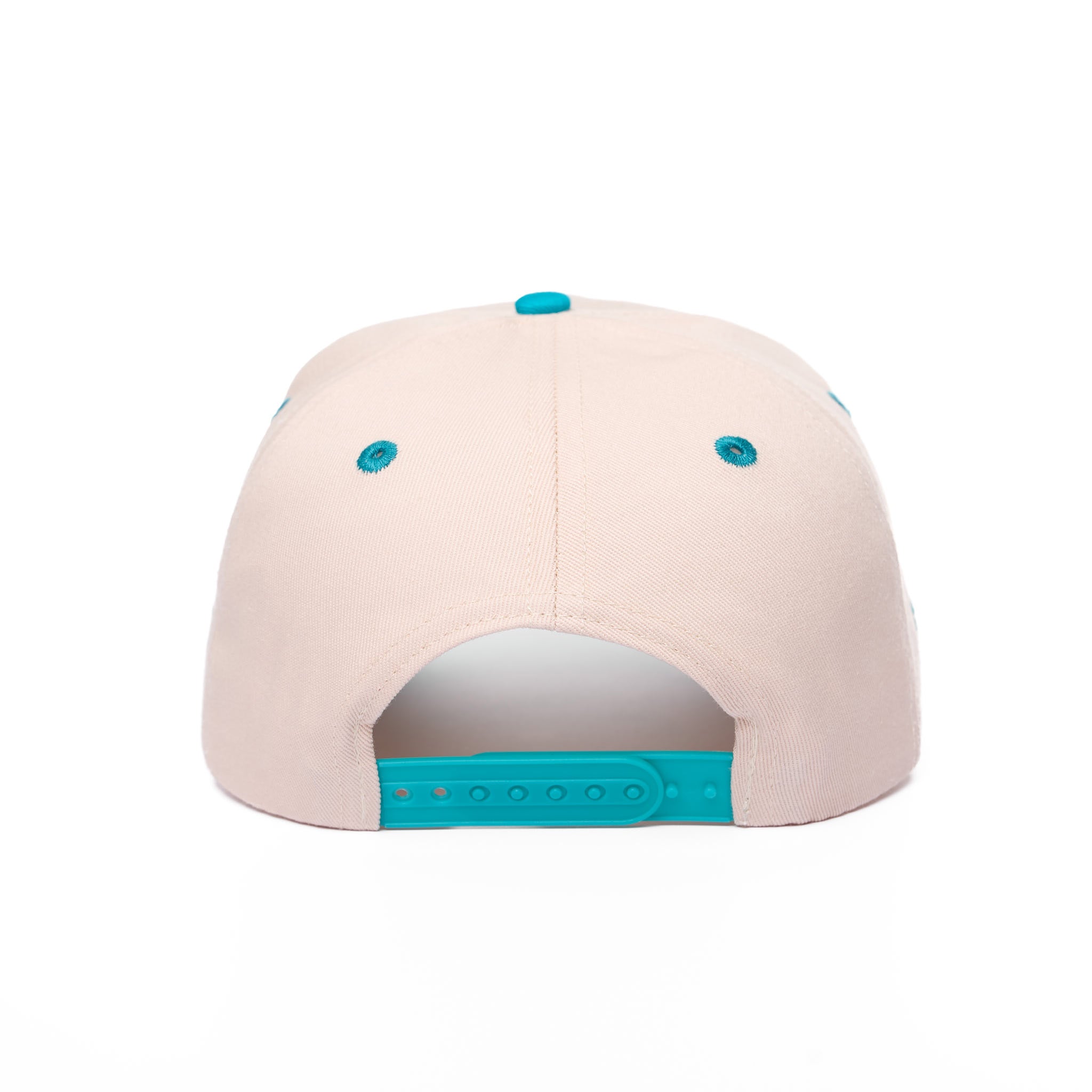 Beige cap with blue accents on a white background