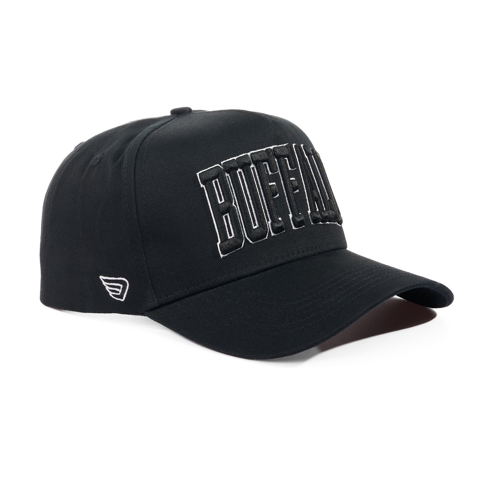 Black cap with 'Buffalo' text on a white background