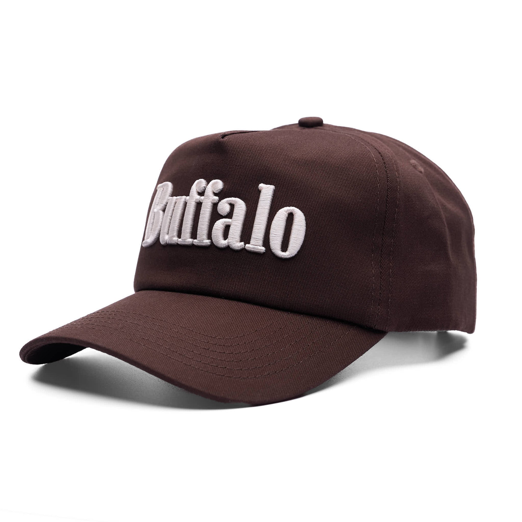 Brown cap with 'Buffalo' text on a white background