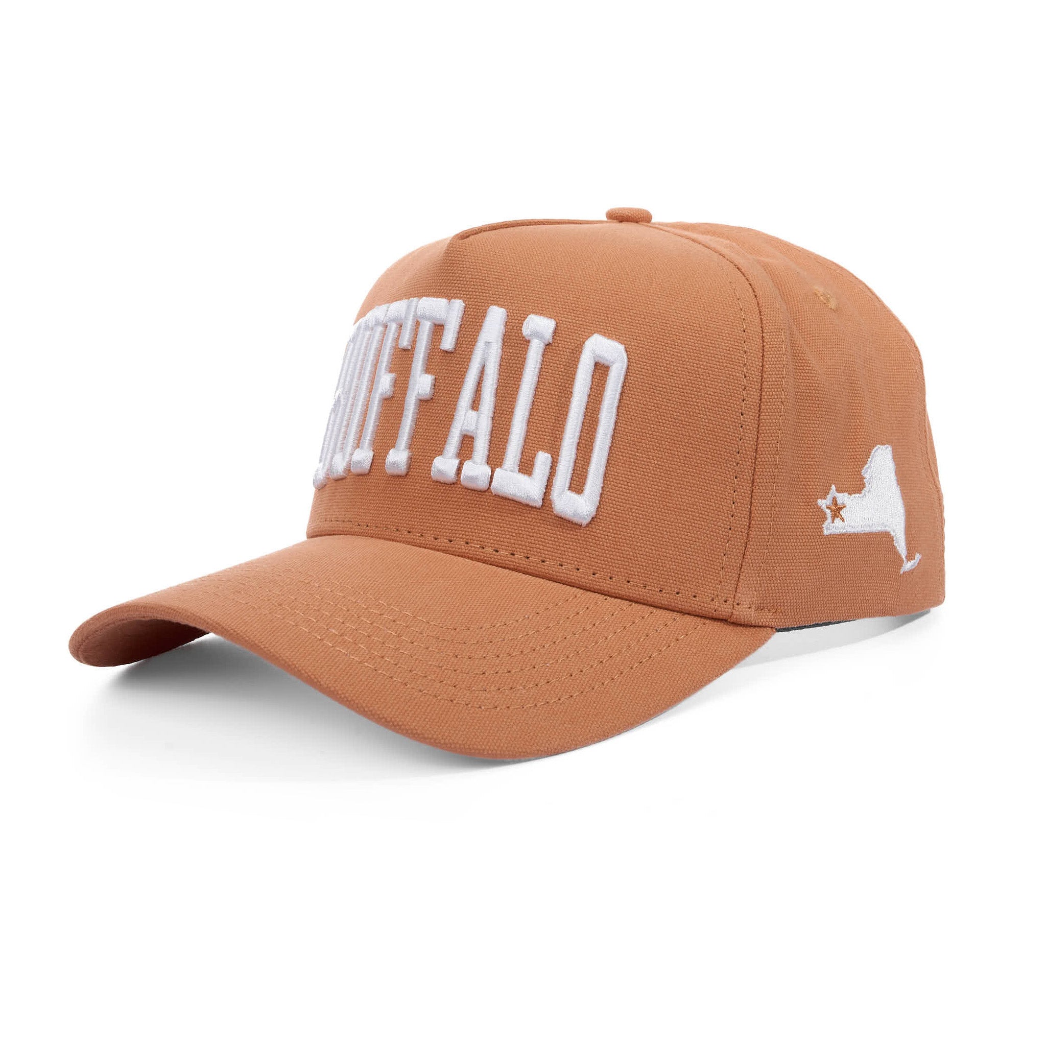 Brown cap with 'Buffalo' text on a white background
