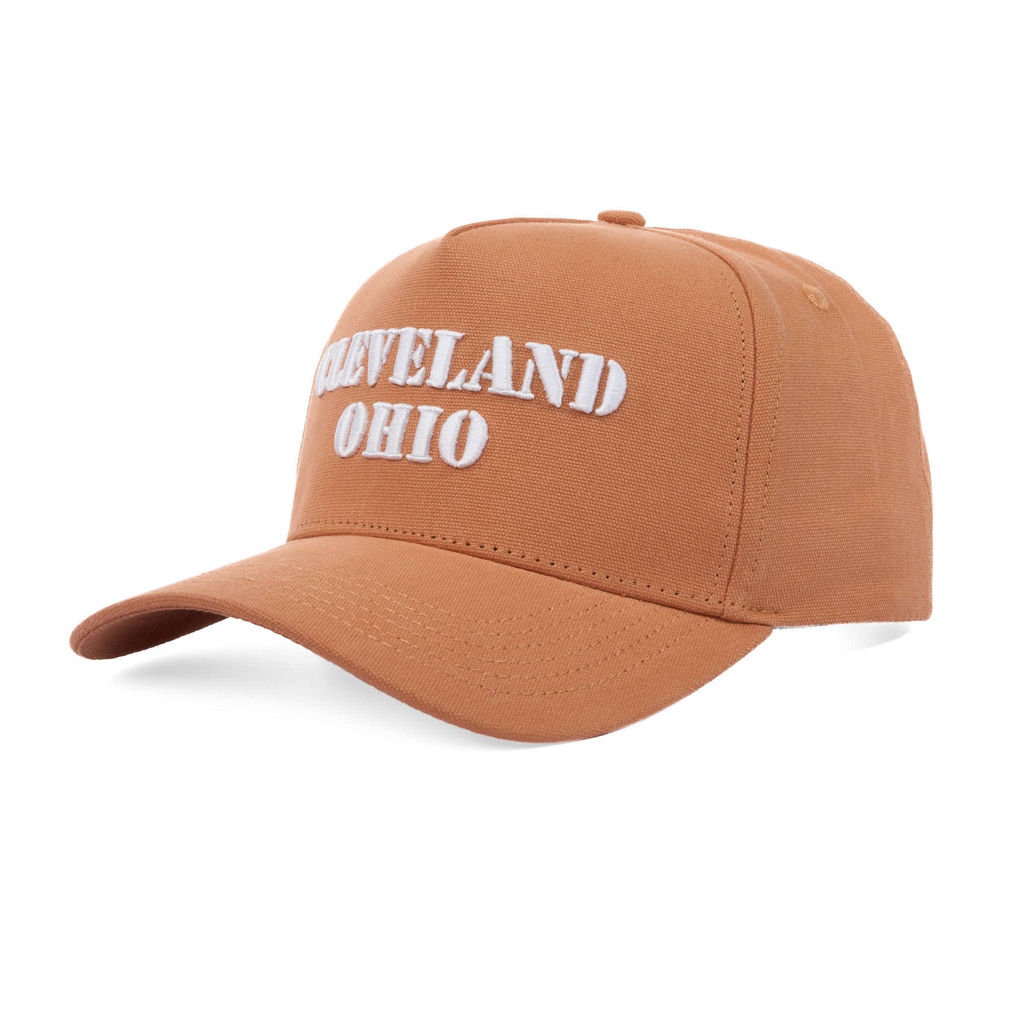 Brown cap with 'Cleveland Ohio' text on a white background