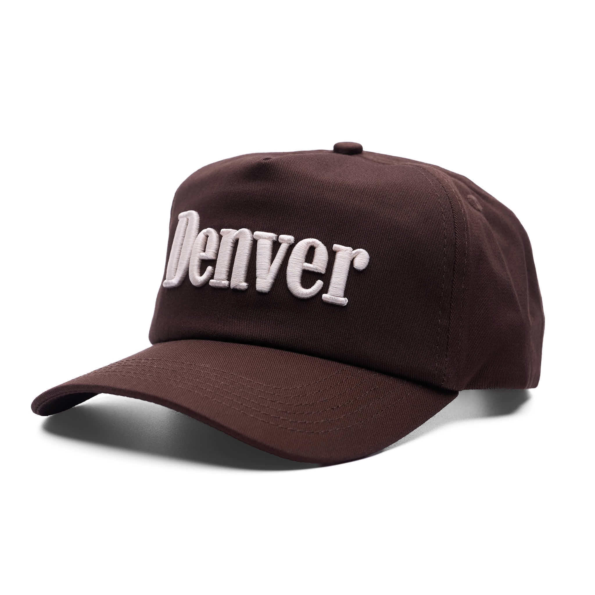 Brown cap with 'Denver' embroidered on a white background