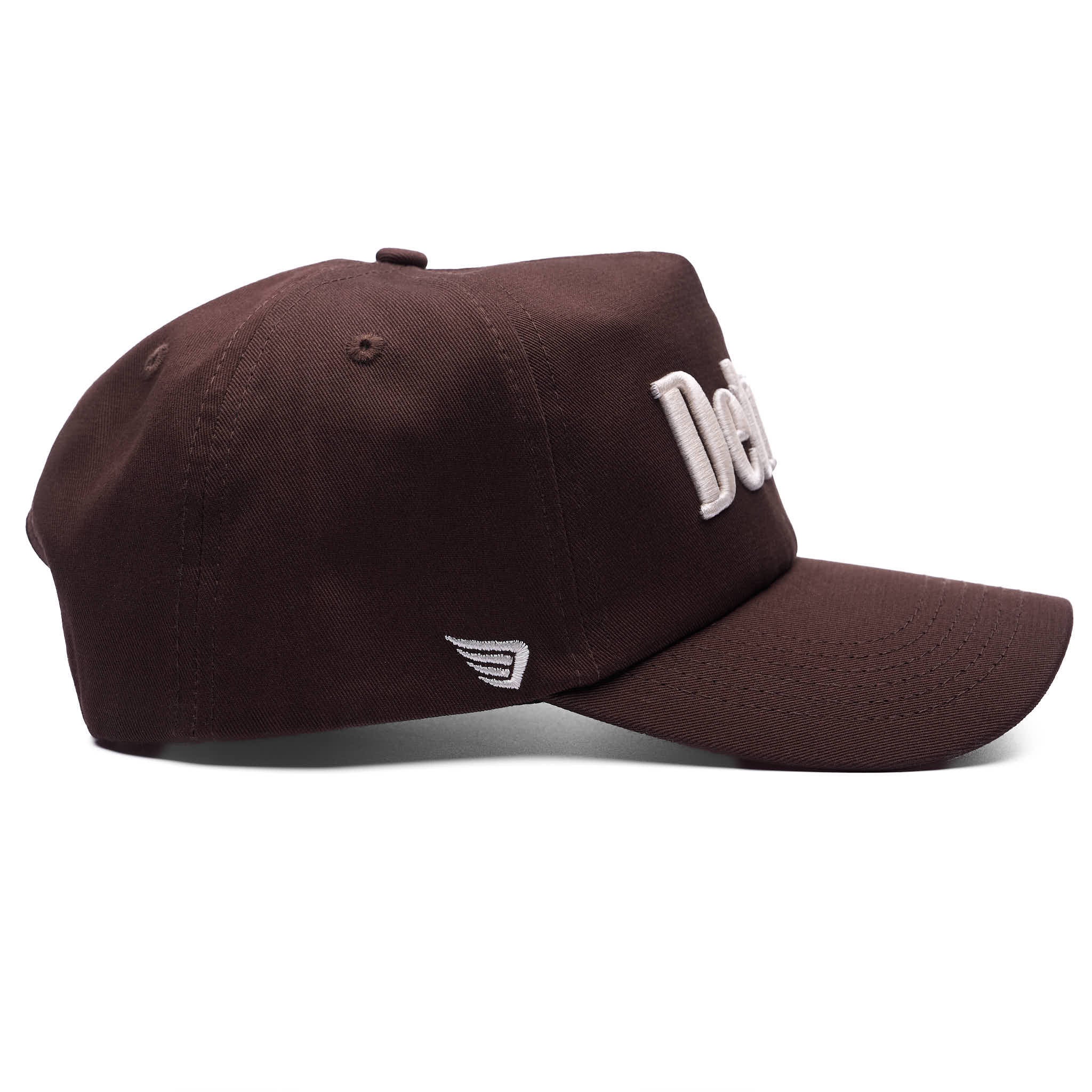 Brown cap with a logo on a white background