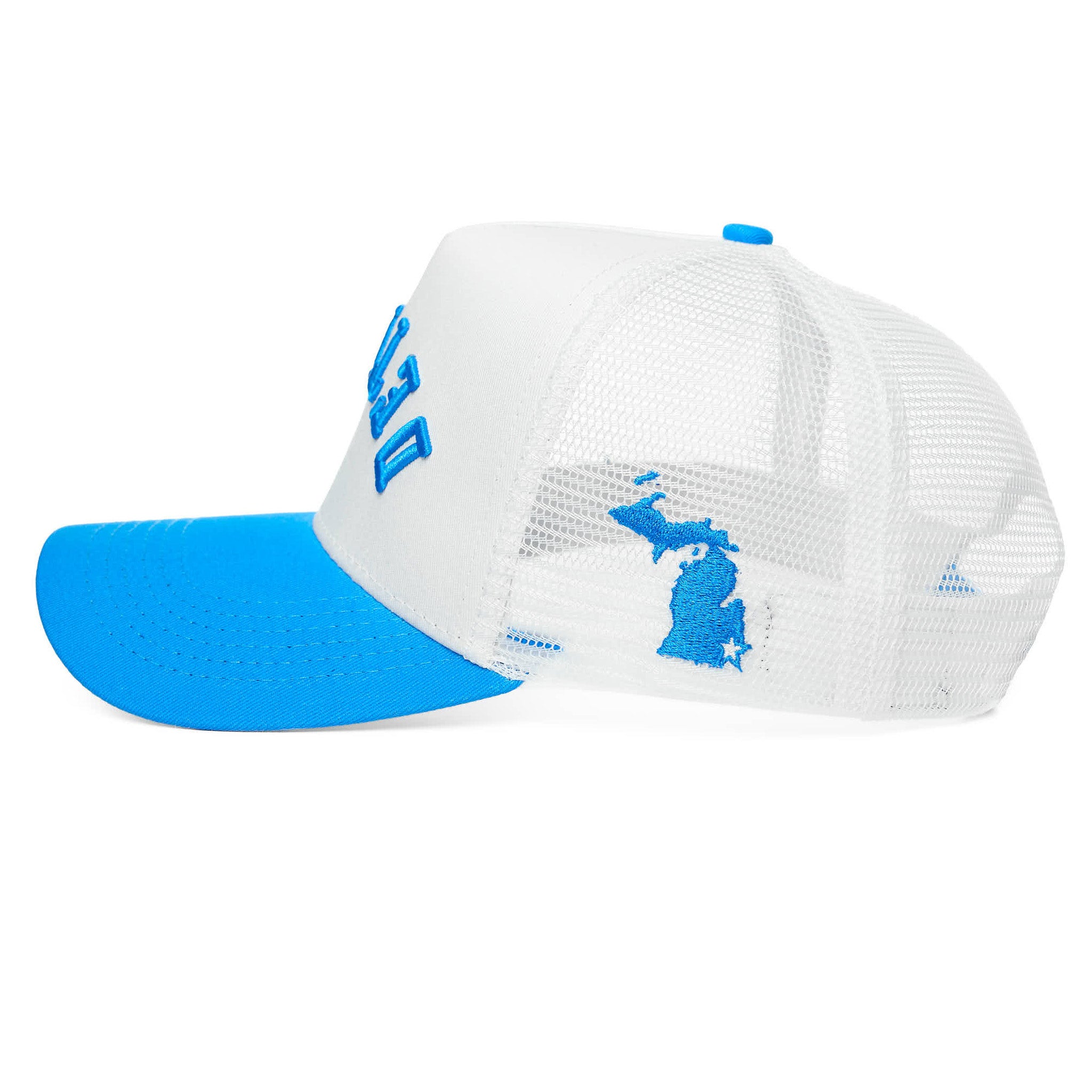 DETROIT UPSIDE DOWN TRUCKER - WHITE/BLUE