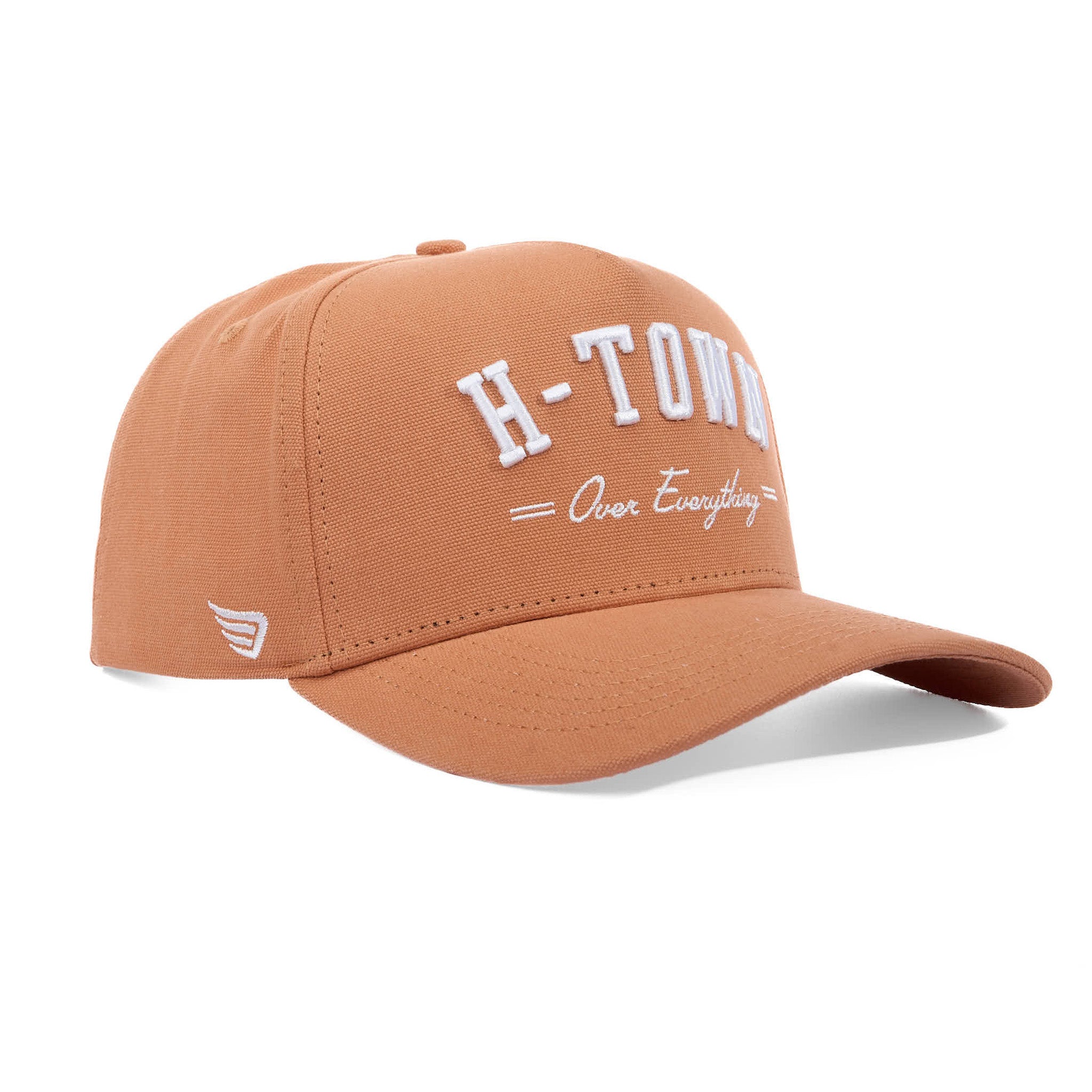 Brown cap with 'H-Town Over Everything' text on a white background