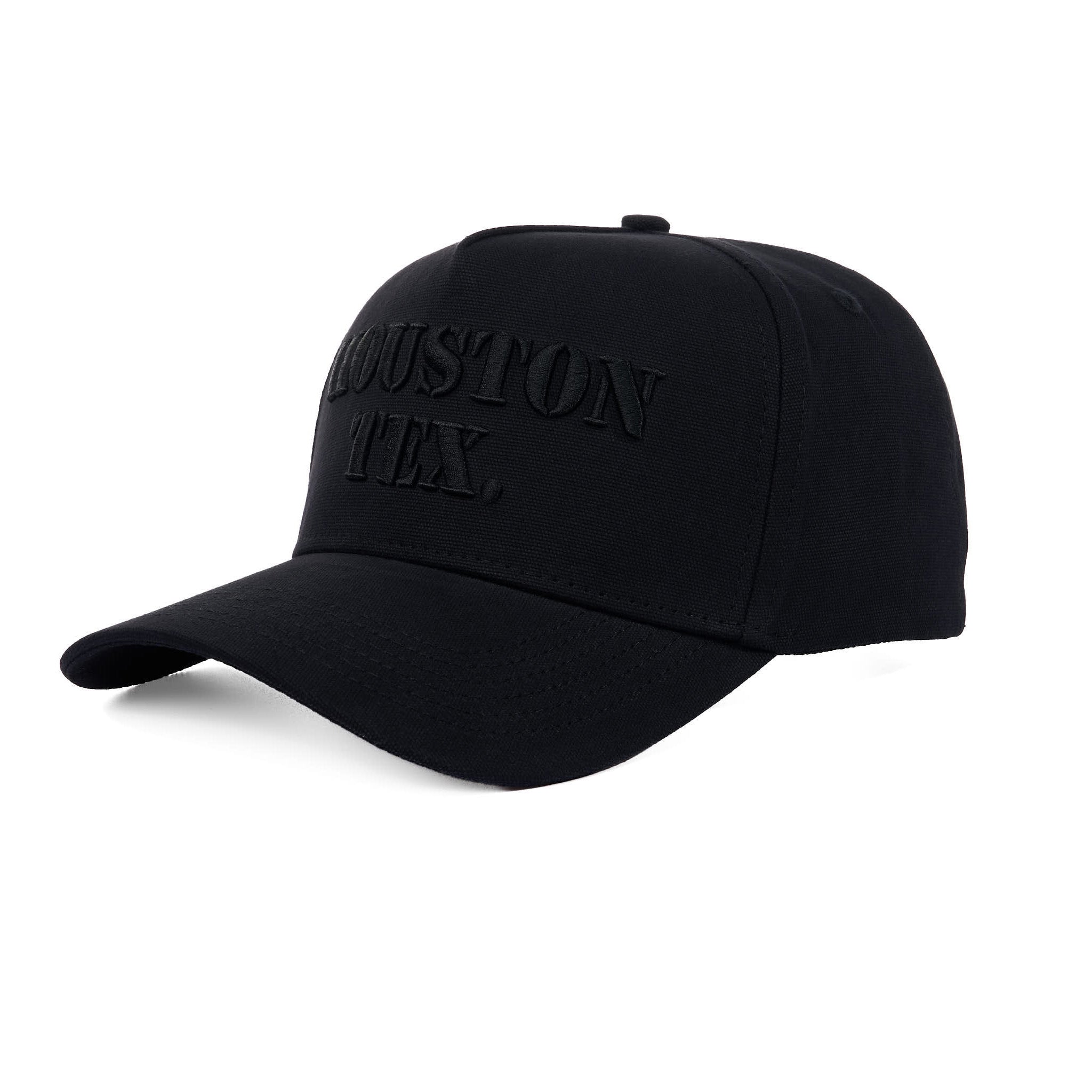 Black cap with 'HOUSTON TEX' text on a white background