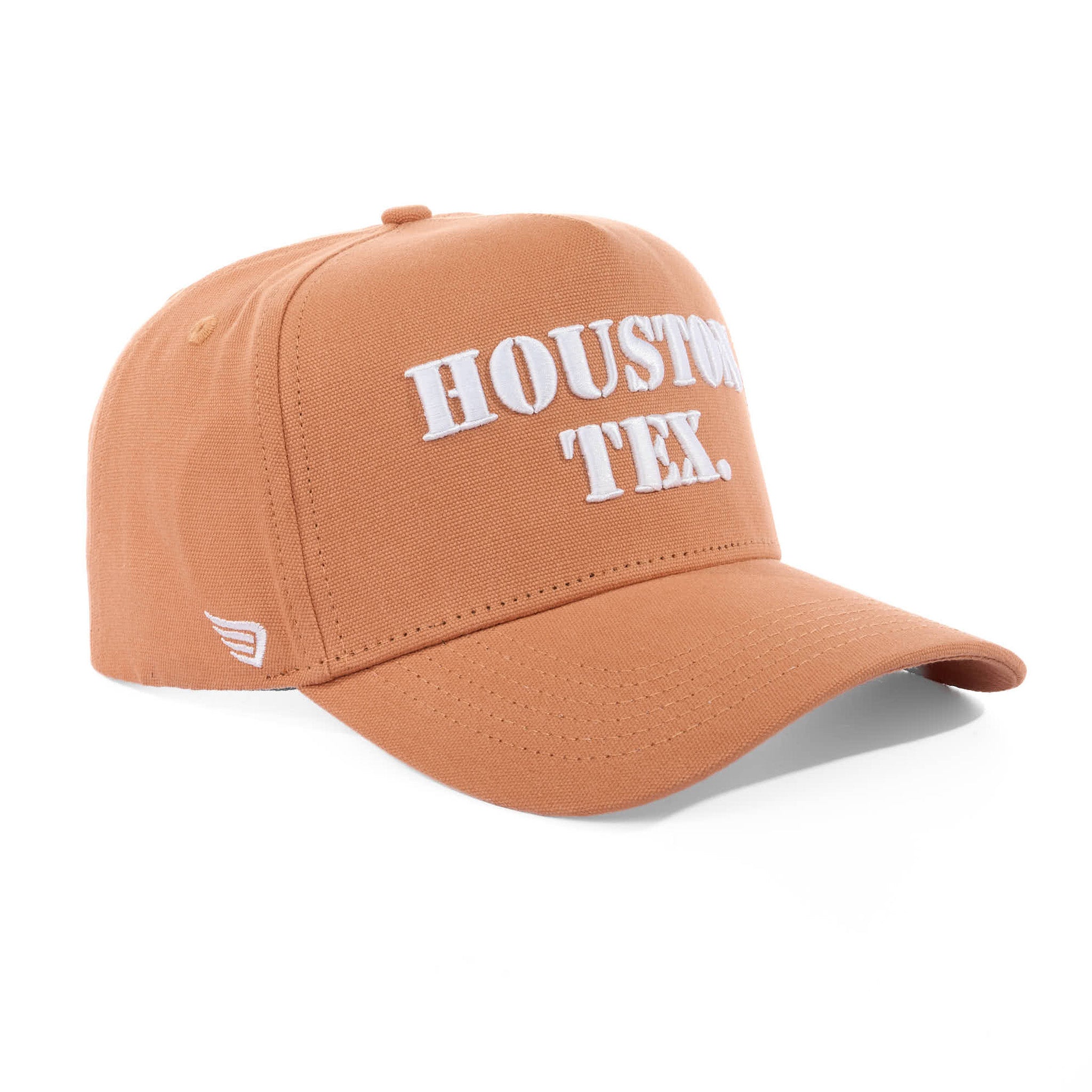 Brown cap with 'HOUSTON TEX' text on a white background
