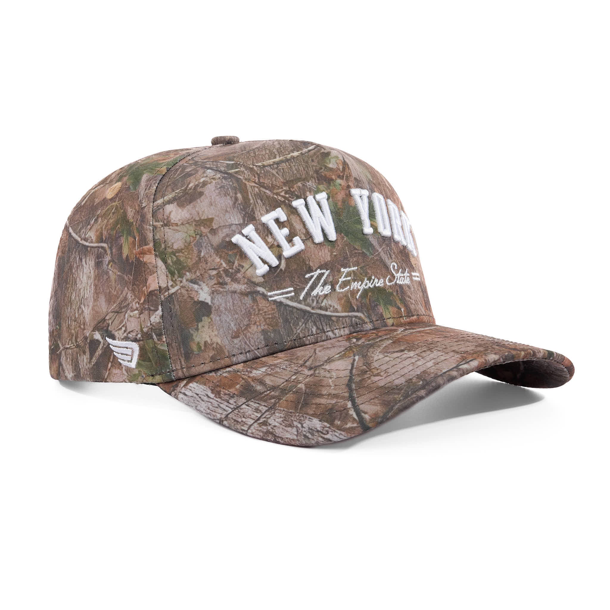 Camouflage cap with 'New York' text on a white background