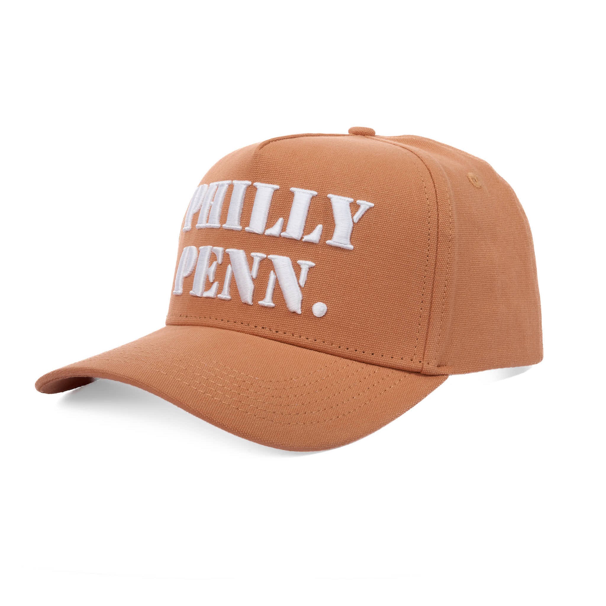 Brown cap with 'PHILLY PENN.' text on a white background