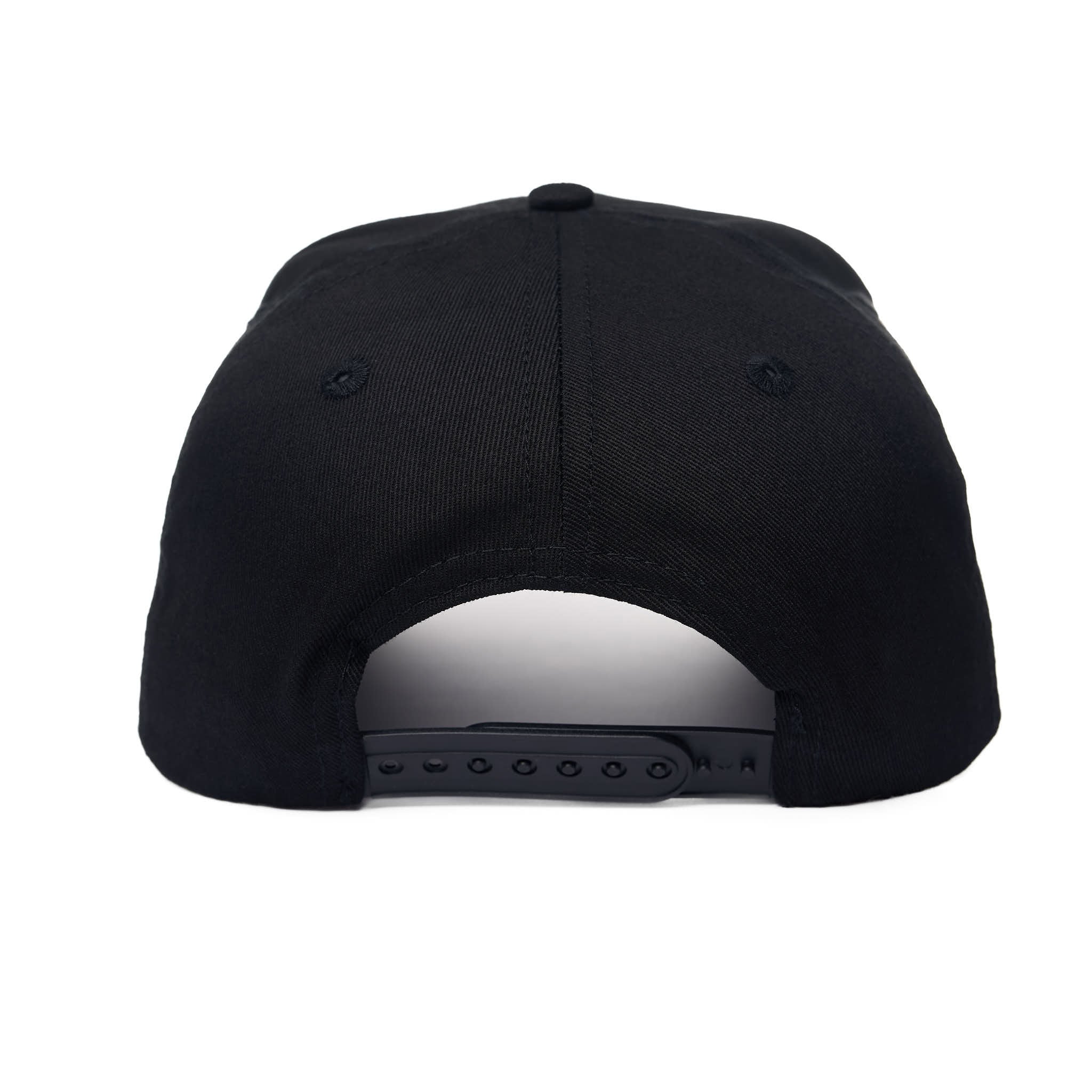 Black cap with a white interior on a white background