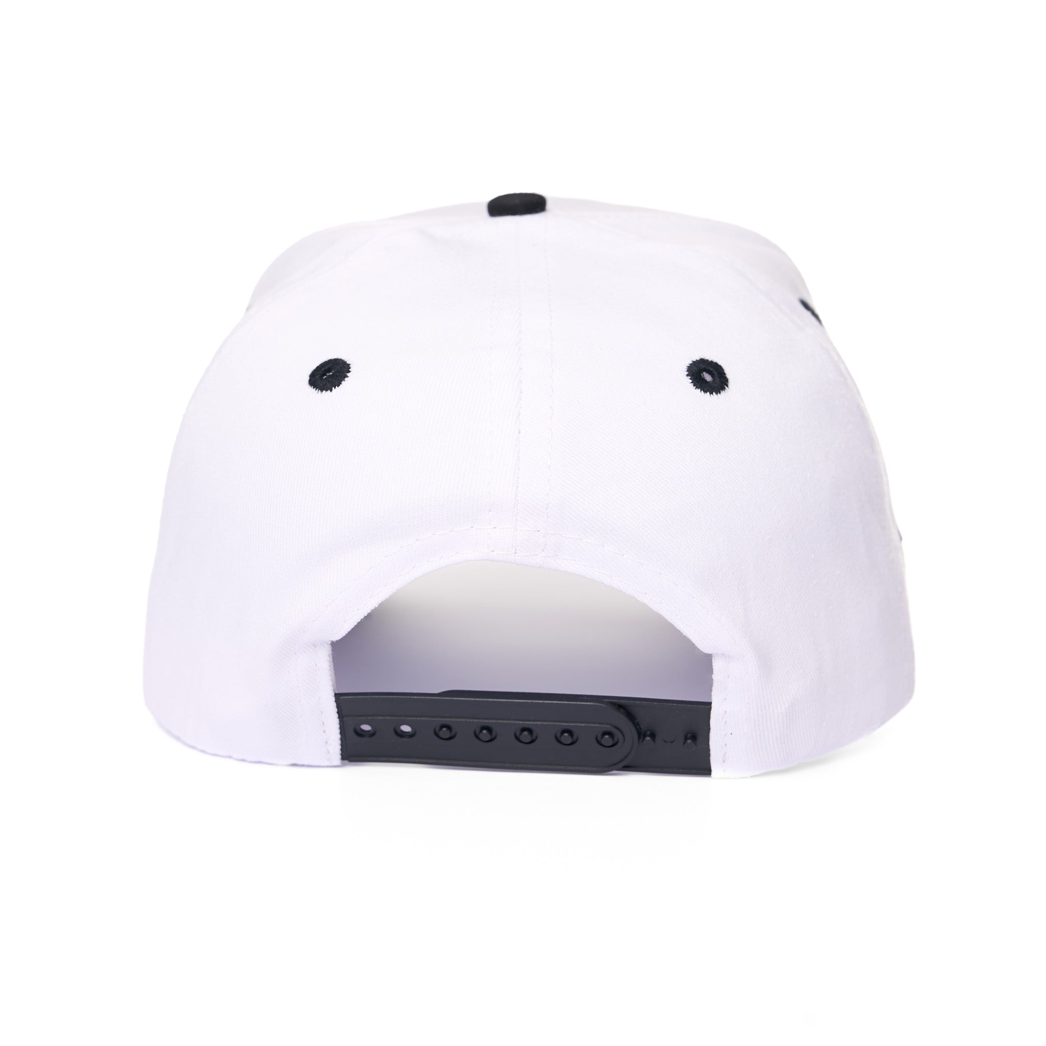 White cap with black buttons on a white background