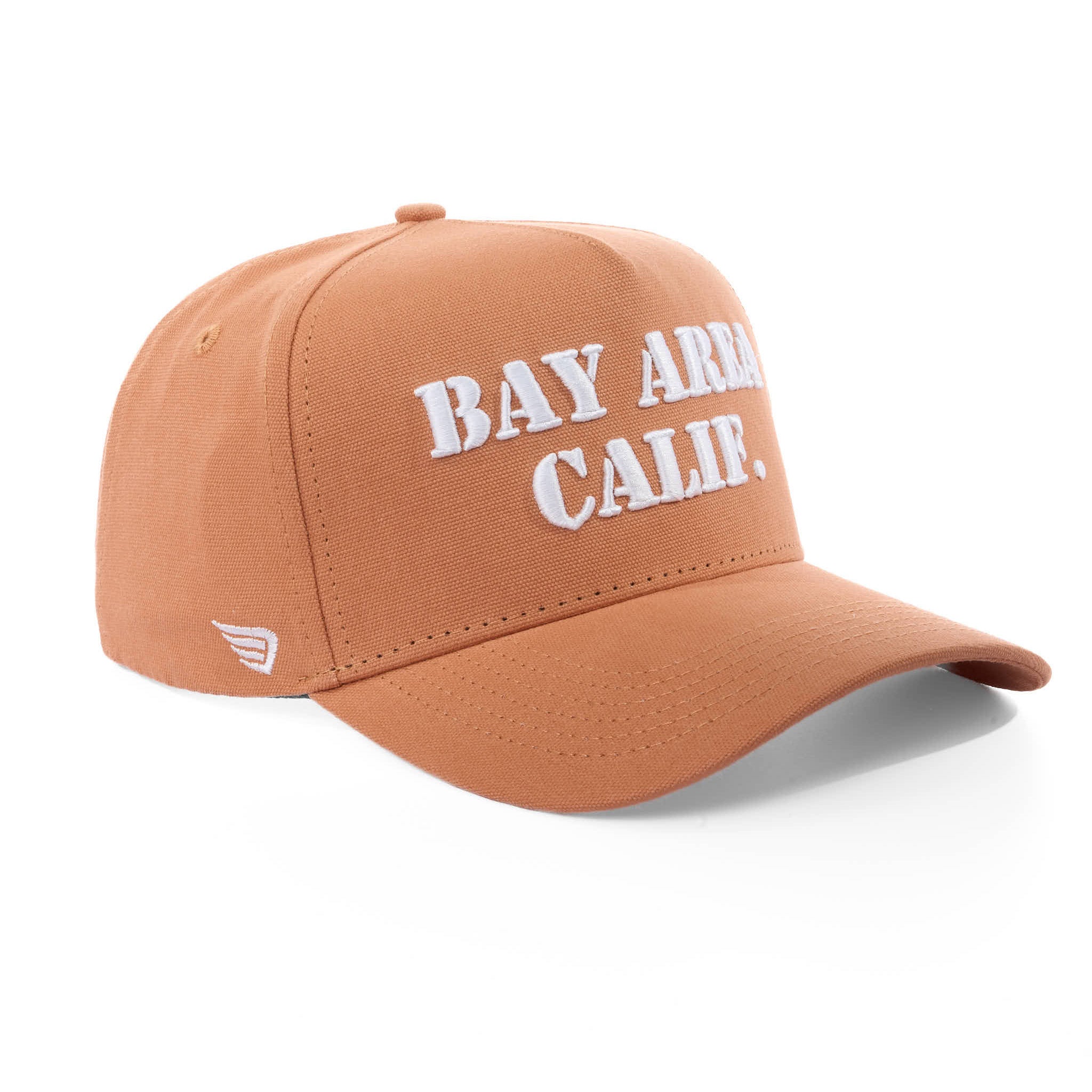 Brown cap with 'BAY AREA CALIF.' text on a white background