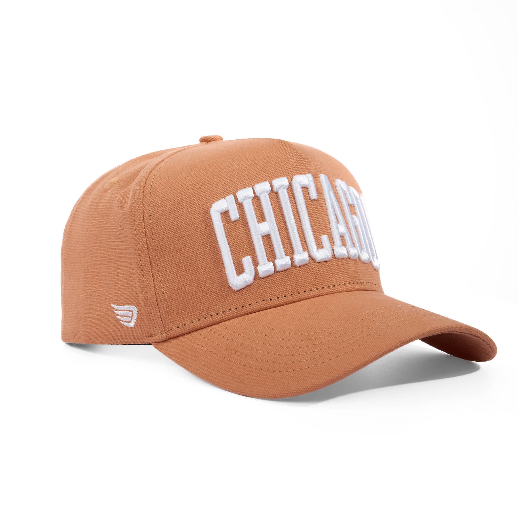 Brown cap with 'Chicago' text on a white background