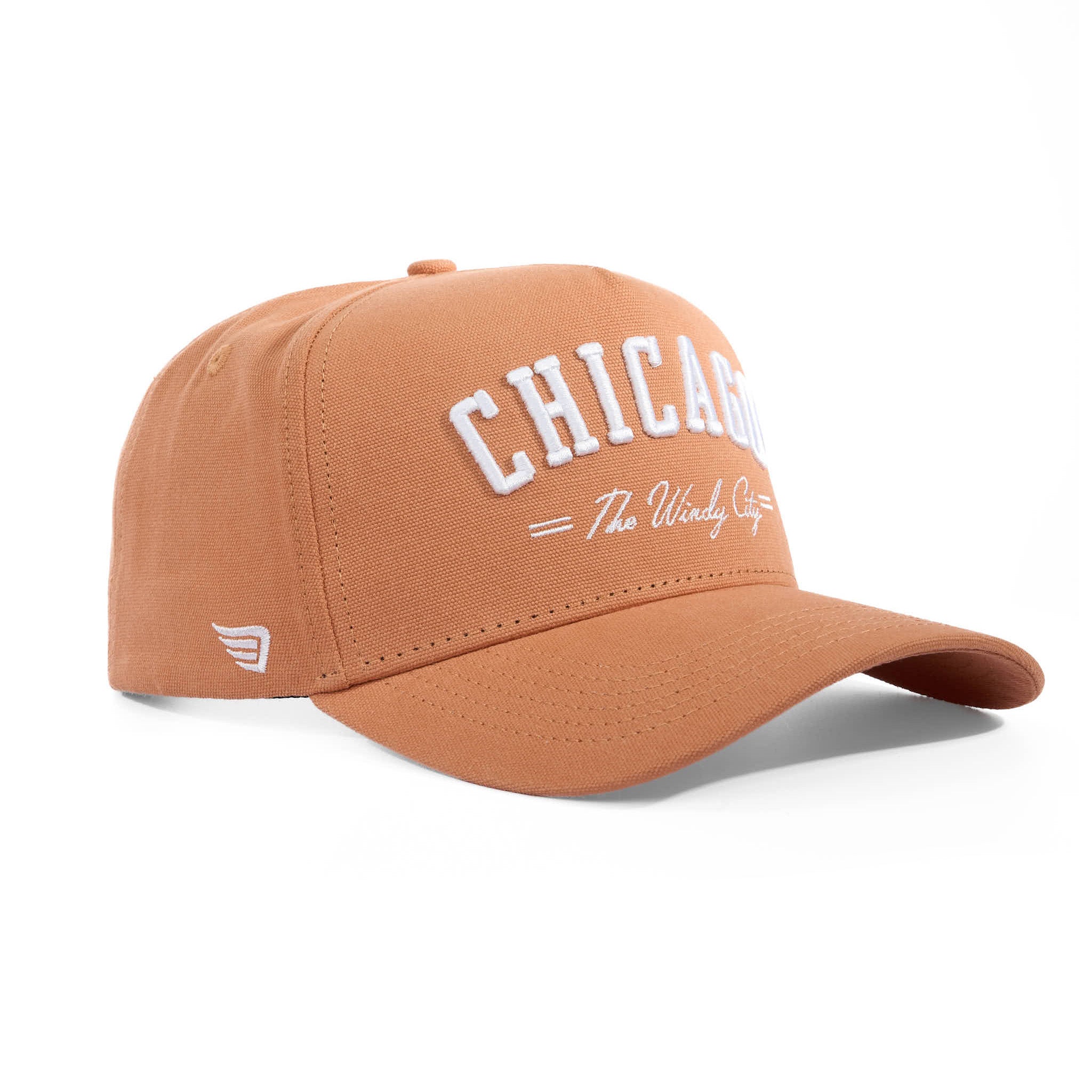 Brown cap with 'Chicago' text on a white background