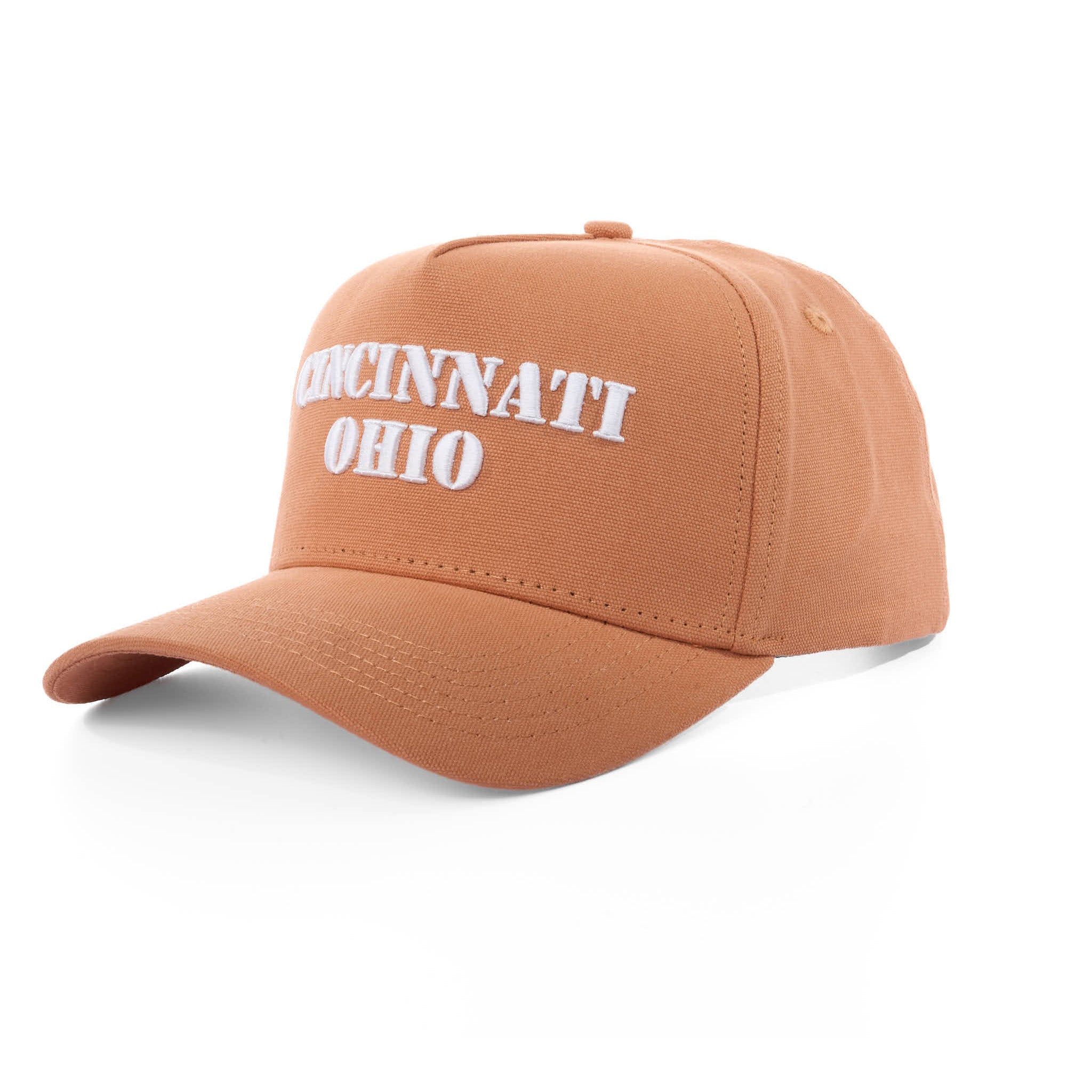 Brown cap with 'Cincinnati Ohio' text on a white background