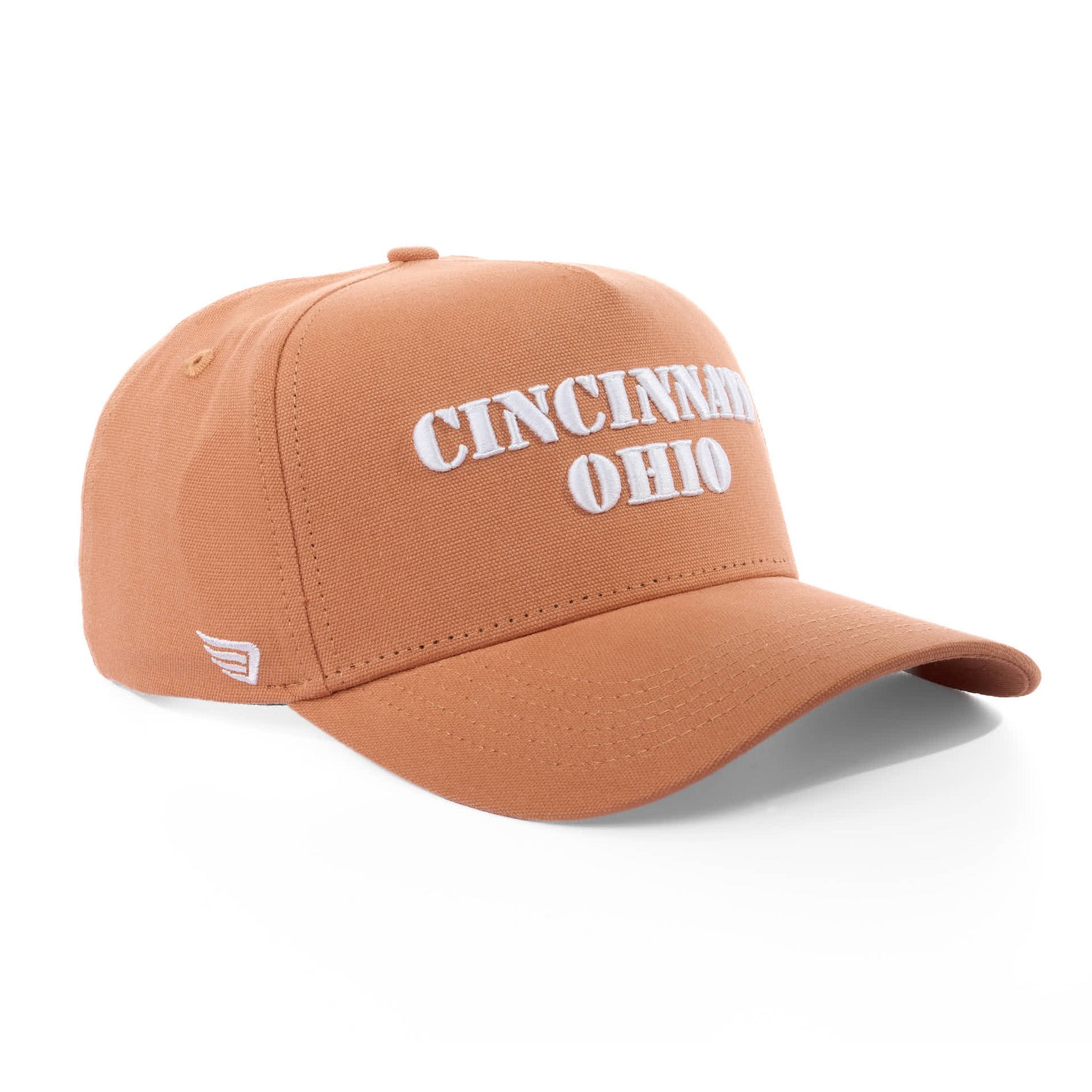 Brown cap with 'Cincinnati Ohio' text on a white background