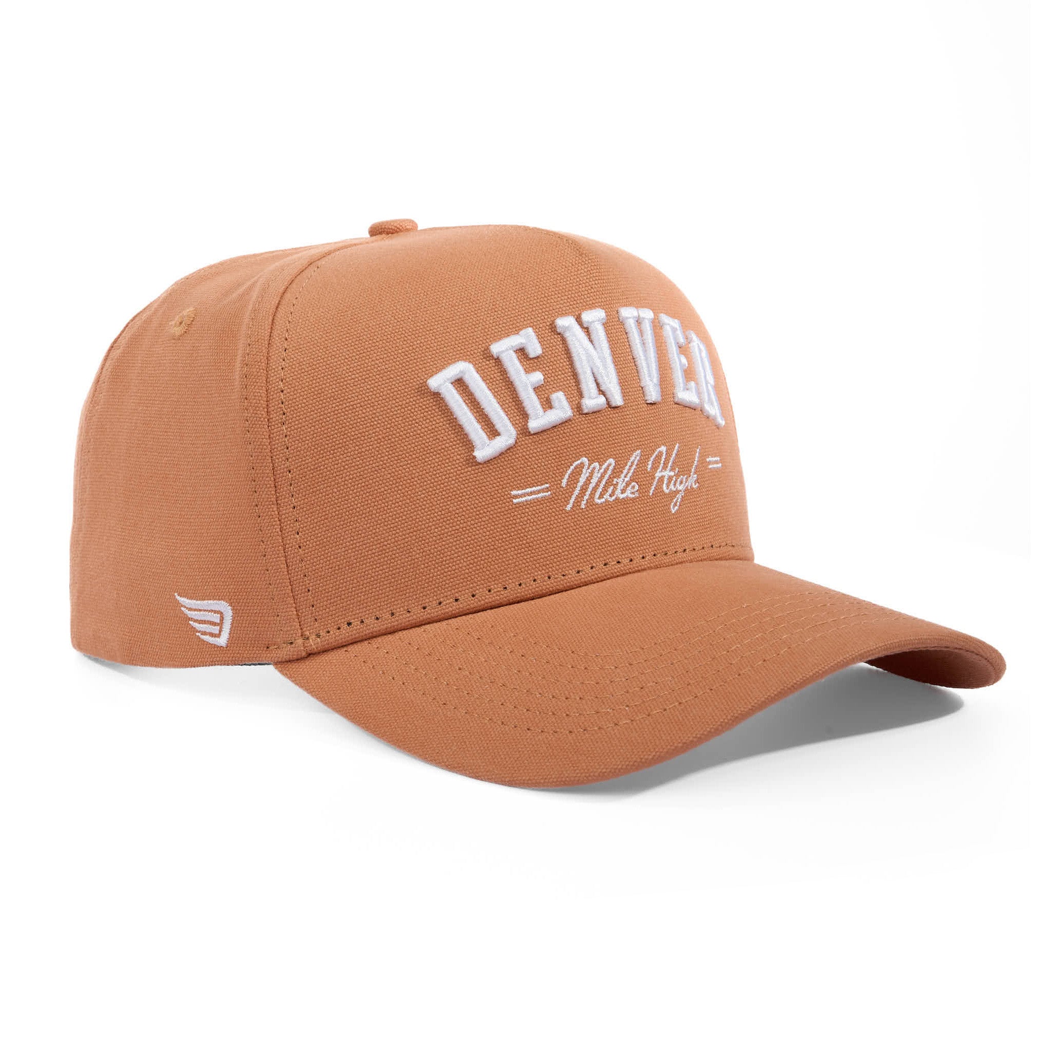Brown cap with 'Denver Mile High' text on a white background
