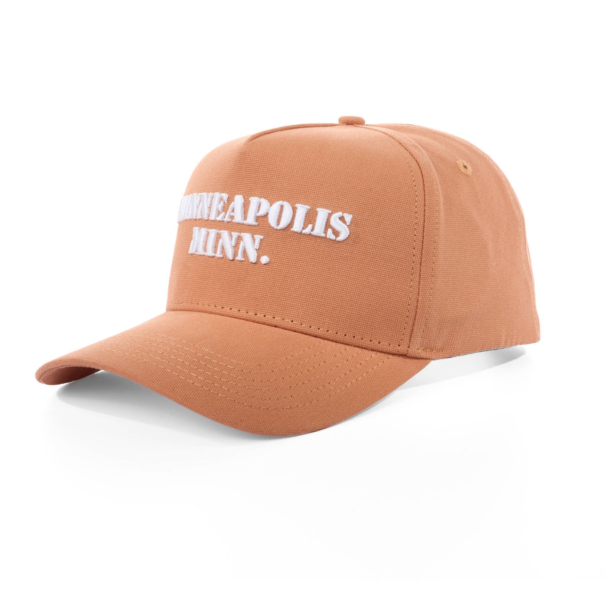 Brown cap with 'Minneapolis Minn.' text on a white background