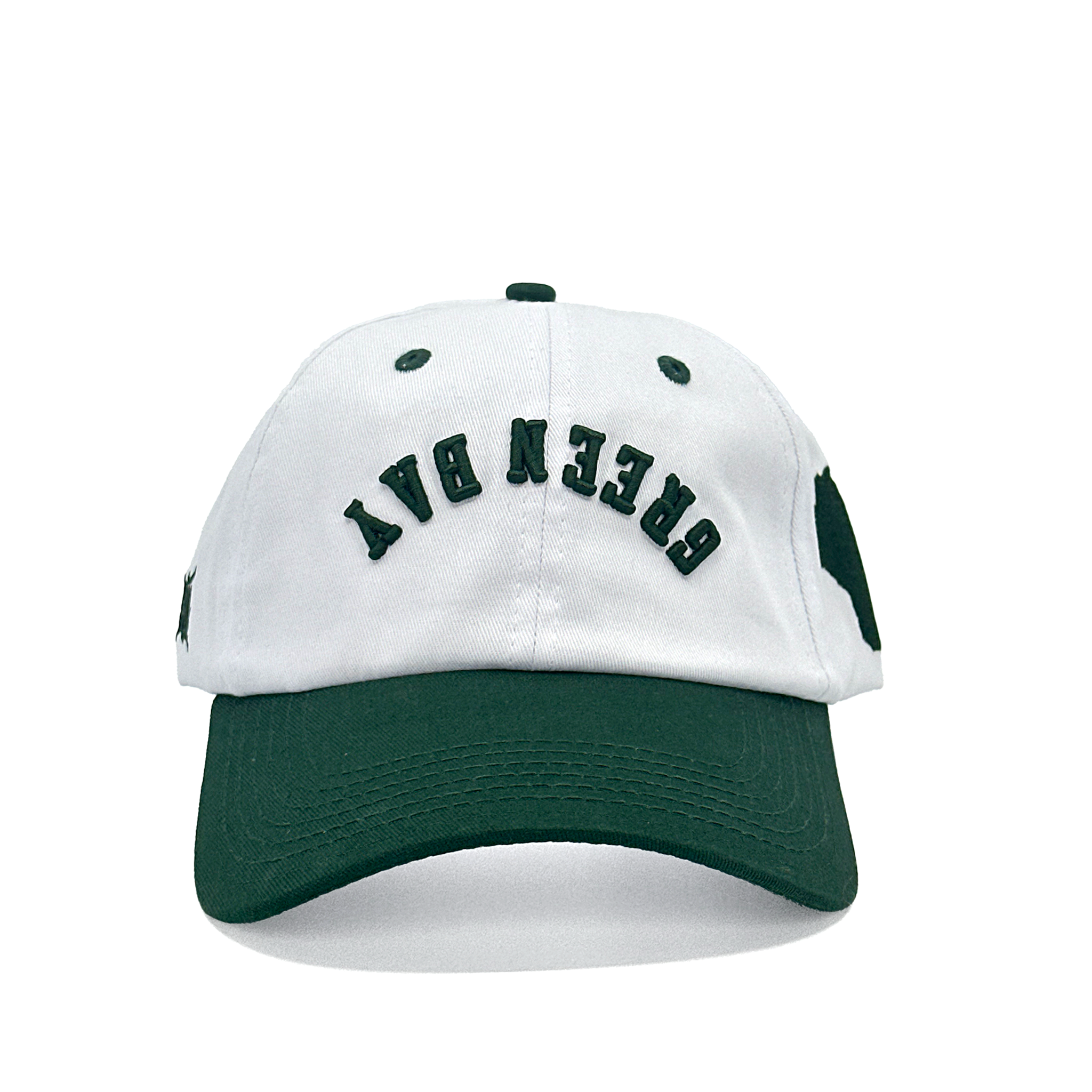 GREEN BAY UPSIDE DOWN DAD HAT - WHITE/GREEN