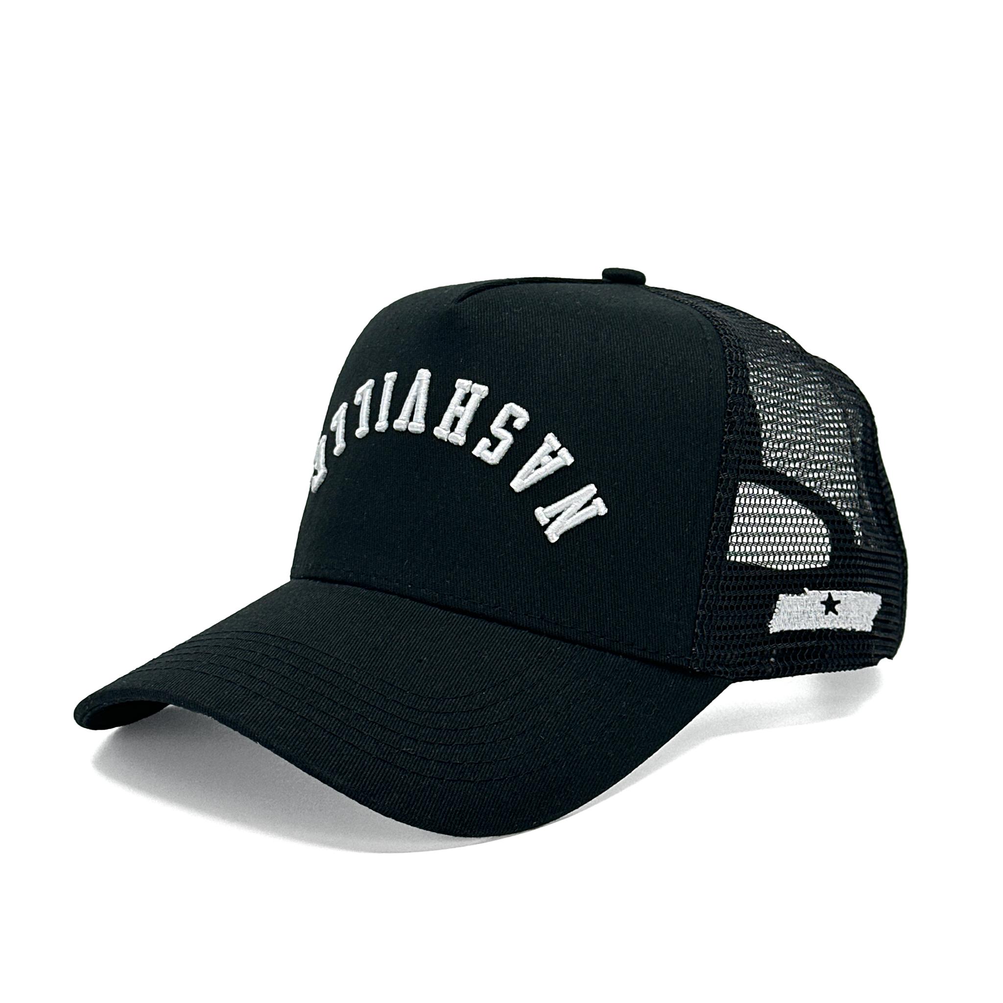 NASHVILLE UPSIDE DOWN TRUCKER HAT - BLACK