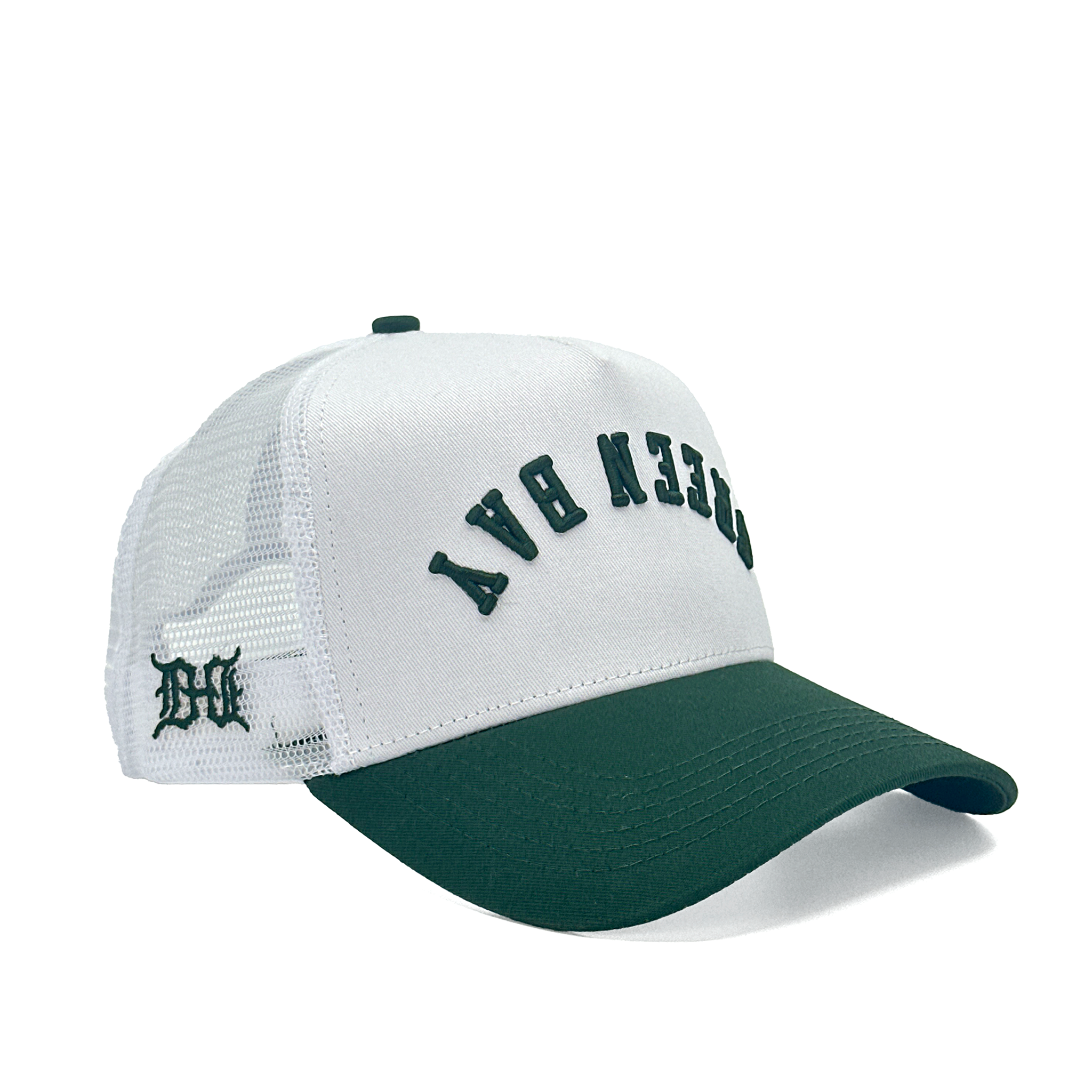 GREEN BAY UPSIDE DOWN TRUCKER HAT - WHITE/GREEN