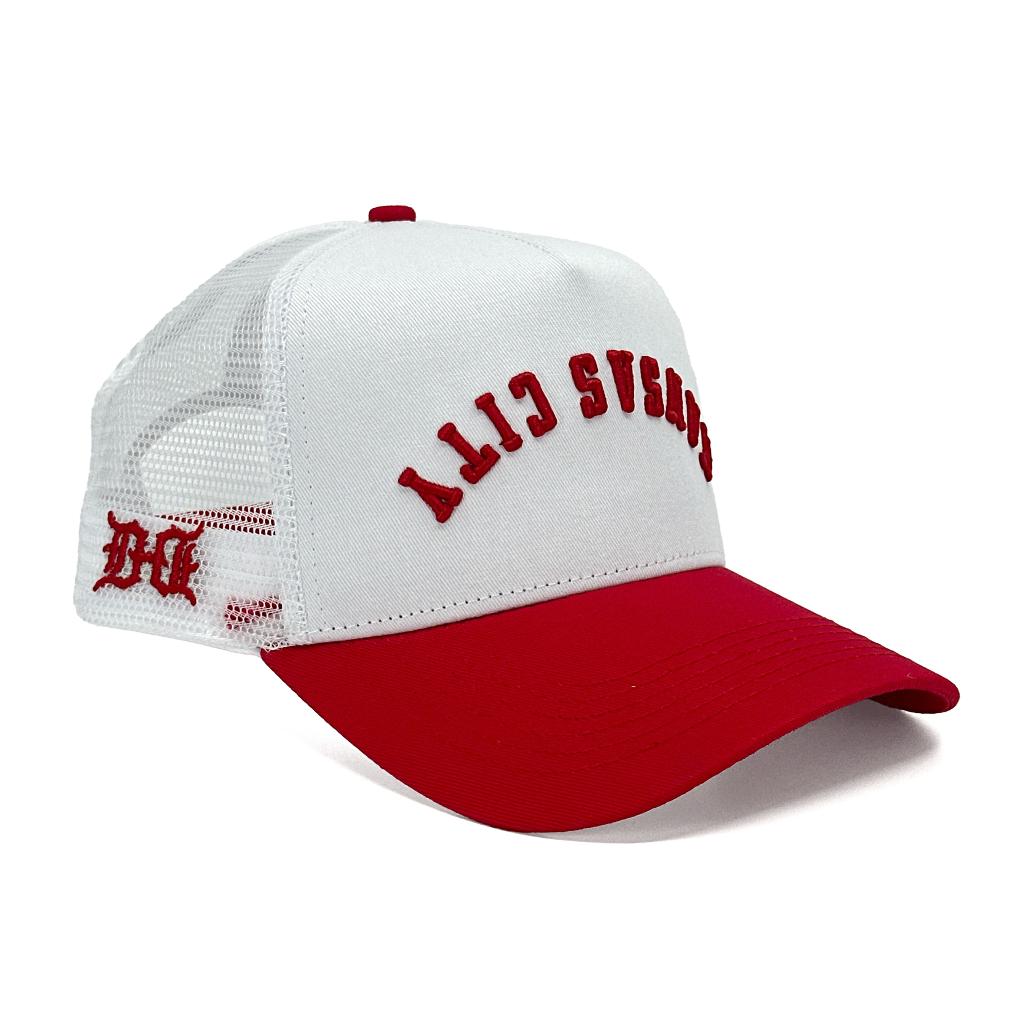 KANSAS CITY UPSIDE DOWN TRUCKER - WHITE/RED