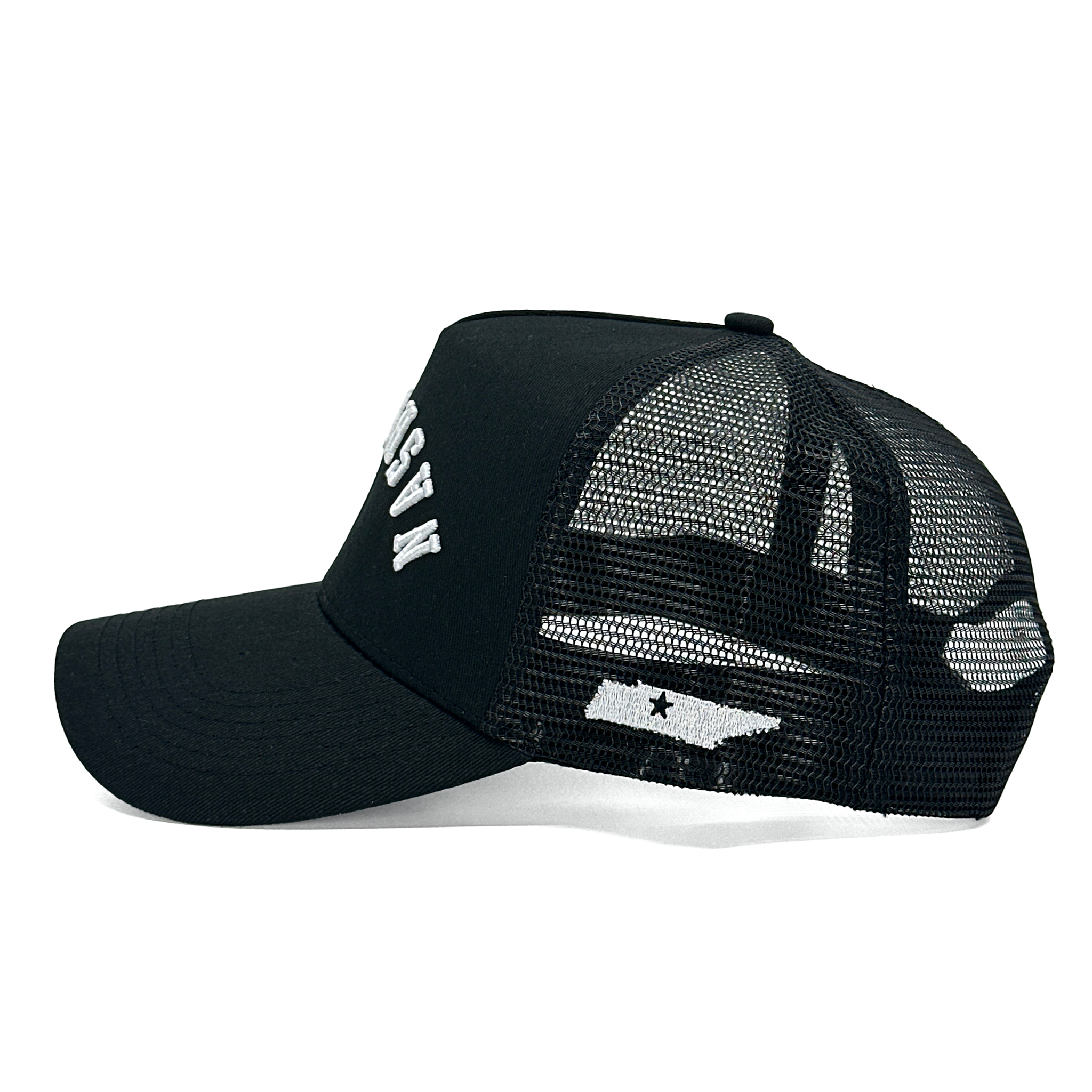 NASHVILLE UPSIDE DOWN TRUCKER HAT - BLACK