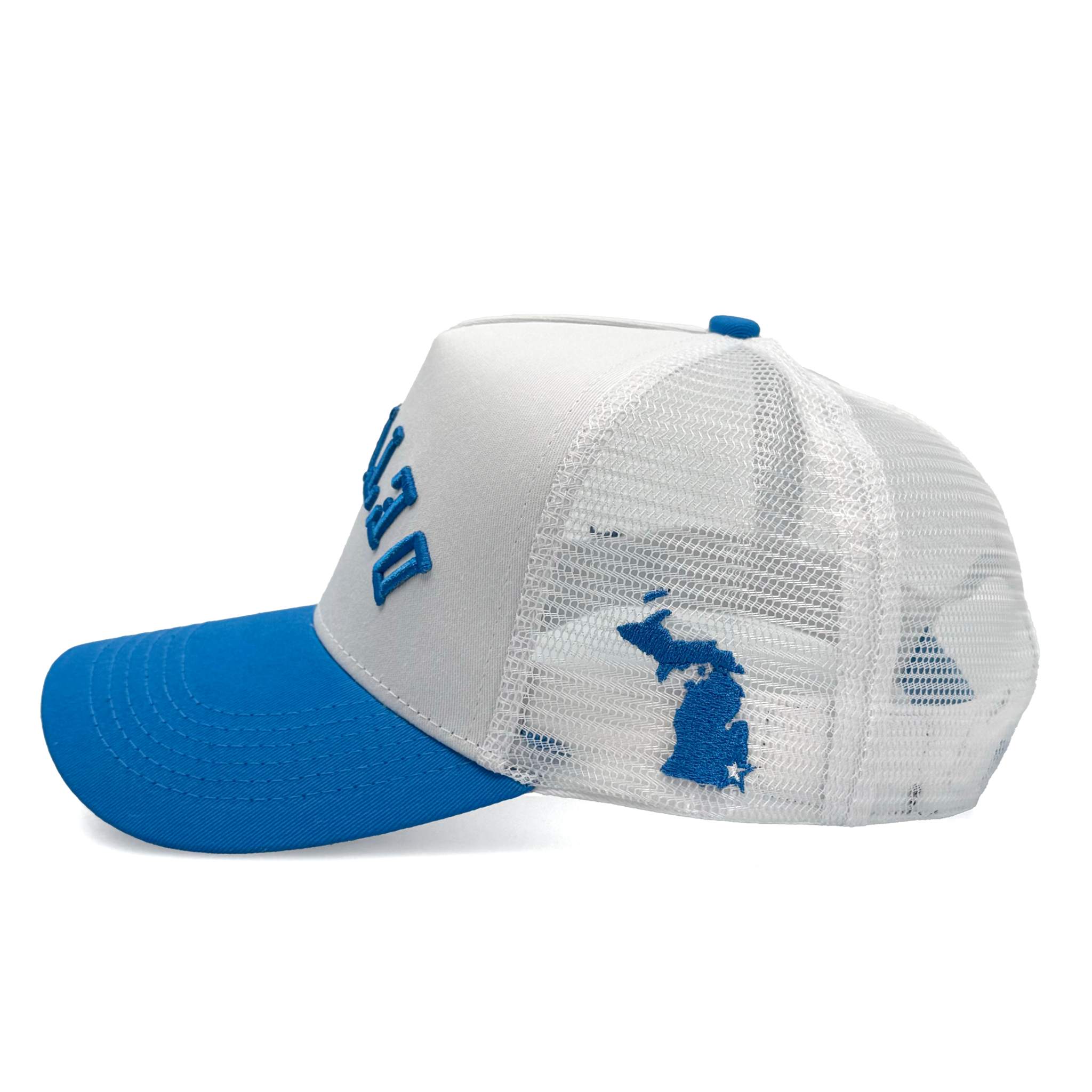 DETROIT UPSIDE DOWN TRUCKER - WHITE/BLUE