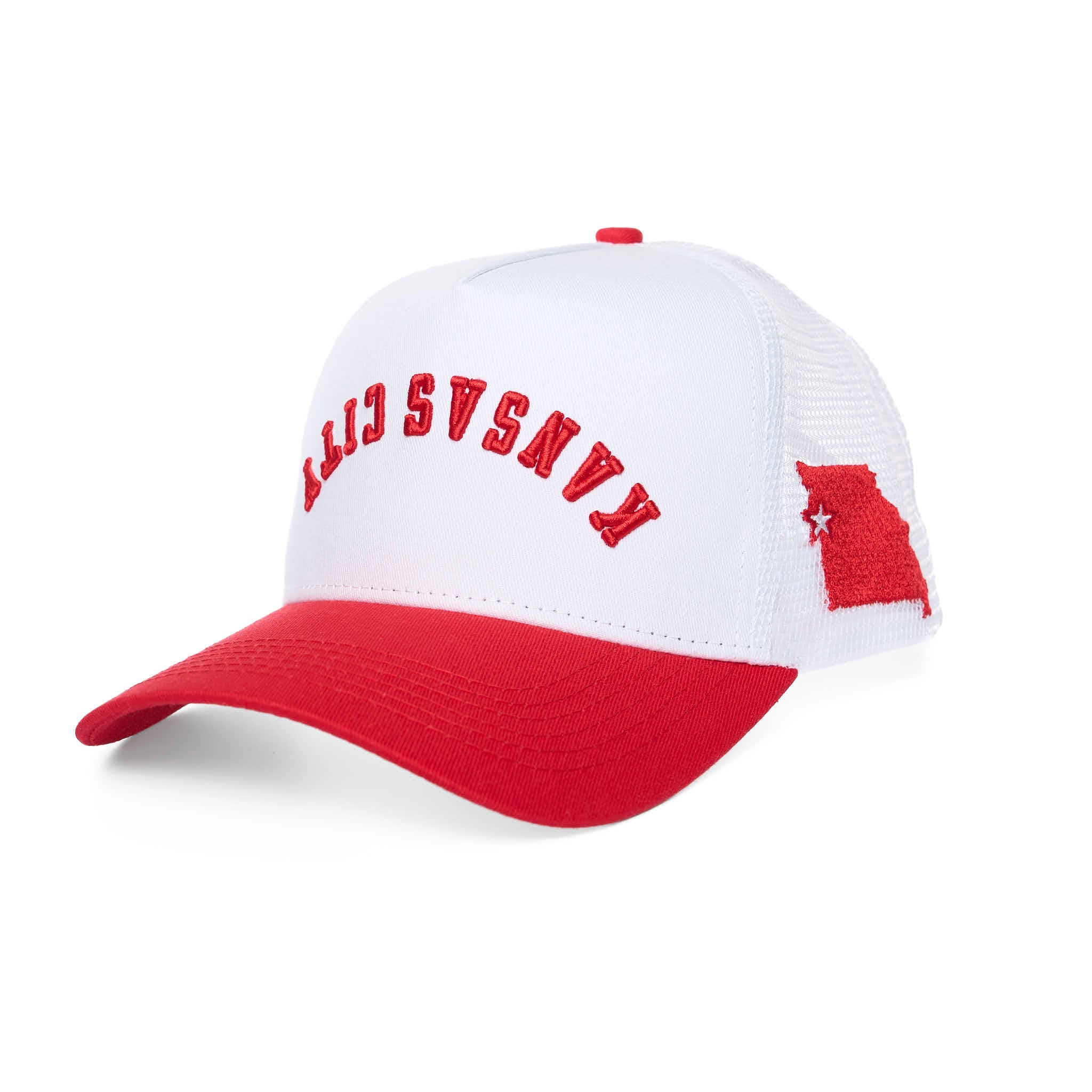 KANSAS CITY UPSIDE DOWN TRUCKER - WHITE/RED